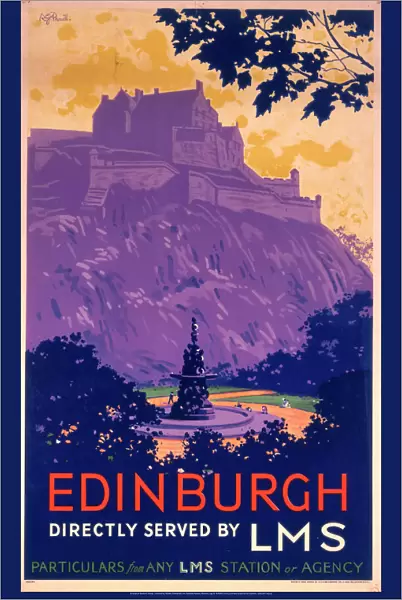 Edinburgh, directly served by LMS, poster, c 1930s