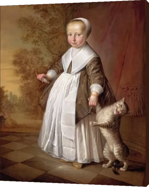 A Four Year Old with a Cat and a Fish, 1647 (oil on canvas)