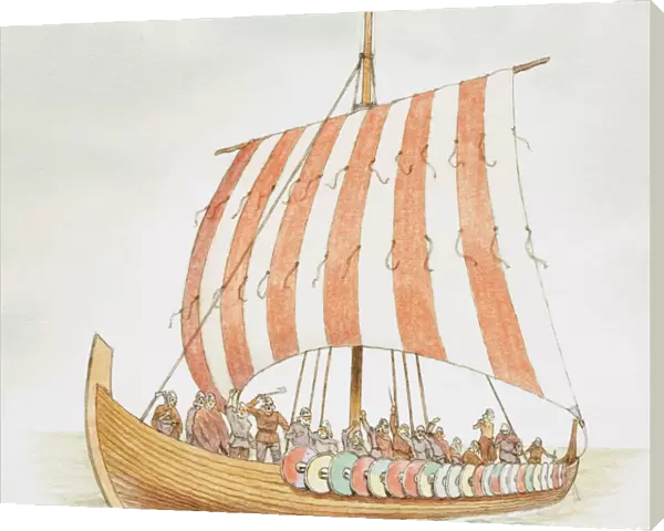 Viking longship carrying warriors