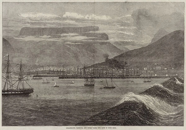 Breakwater, Harbour, and Docks, Table Bay, Cape of Good Hope (engraving)