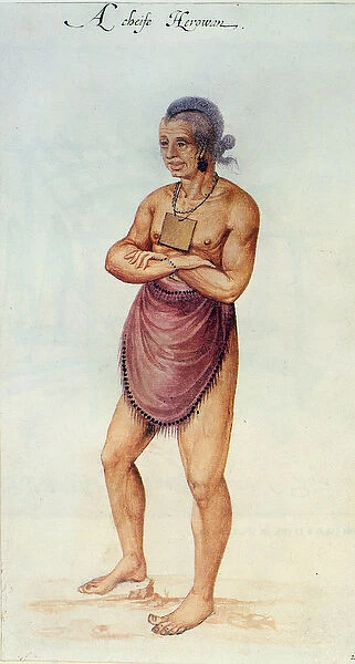 Indian Elder or Chief (colour litho)