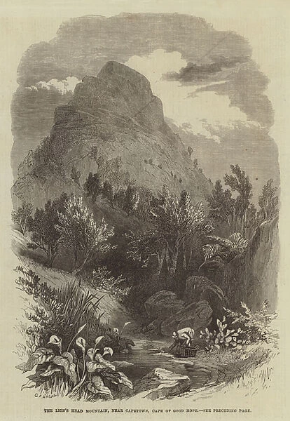 The Lions Head Mountain, near Capetown, Cape of Good Hope (engraving)