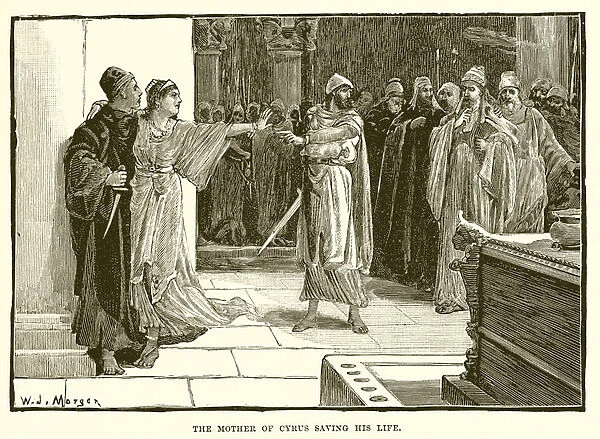 The mother of Cyrus saving his life (engraving)