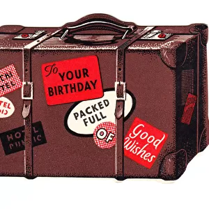 Birthday card in the shape of a suitcase