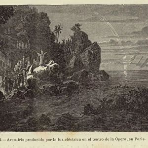 Rainbow produced by electric light in the theater of the Opera in Paris (engraving)