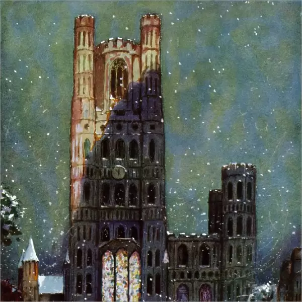 Ely Cathedral in the snow by Ernest Uden