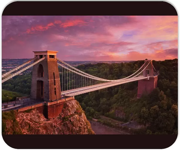 Clifton Suspension Bridge at sunset, Clifton Downs, Bristol, England, United Kingdom, Europe