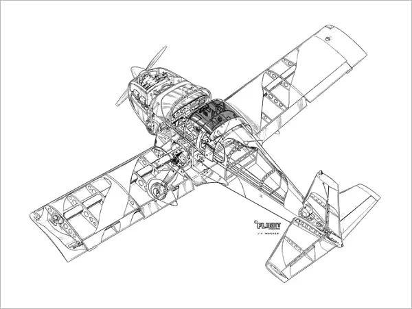 Poster Print of Grumman American a1 Yankee Cutaway Drawing