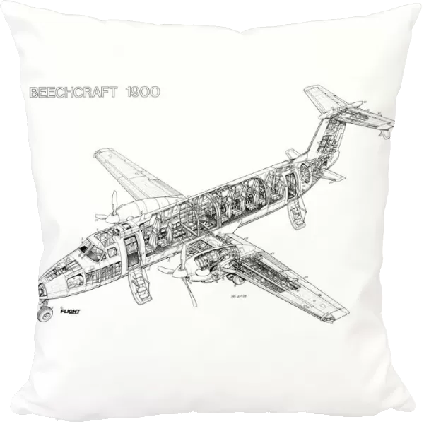 Pillow Of Beechcraft 1900 Cutaway Drawing