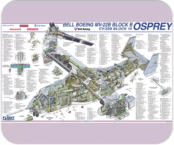 Bell Boeing MV-22B Block B Osprey cutaway poster