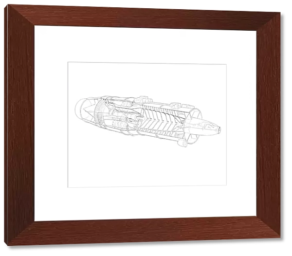 Premium Framing of Mikulin M209 Cutaway Drawing - Media Storehouse