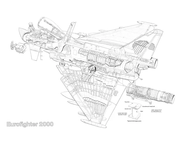 Jigsaw Puzzle of British Aerospace Eurofighter 2000 Typhoon Cutaway