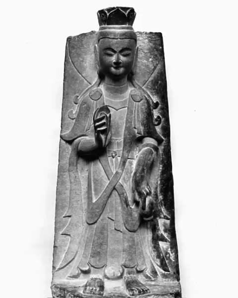 Stone relief sculpture of the bodhisattva Guanyin. Northern Wei, 386-534 A. D