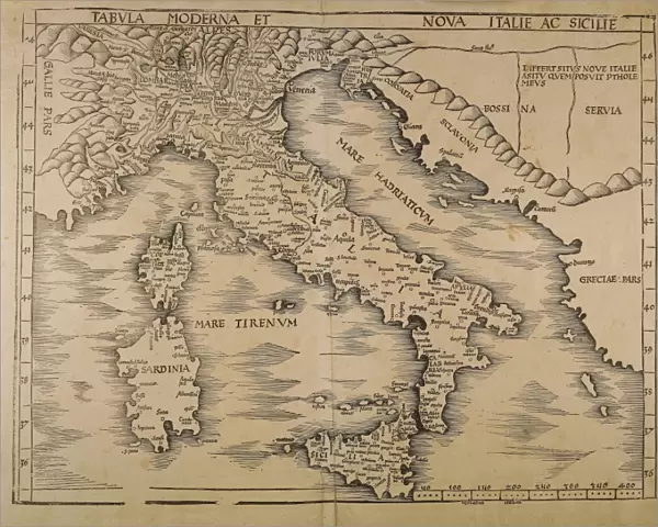 Photographic Print of Map of Italy, From Geographiae Opus Novissima by