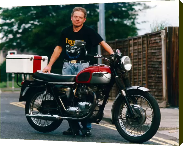 Stuart is pictured with the 1968 Triumph Trophy 650 Twin which he hopes will be joined by