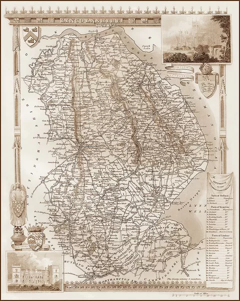 1840s Victorian Map of Lincolnshire Our beautiful Wall Art and Photo ...