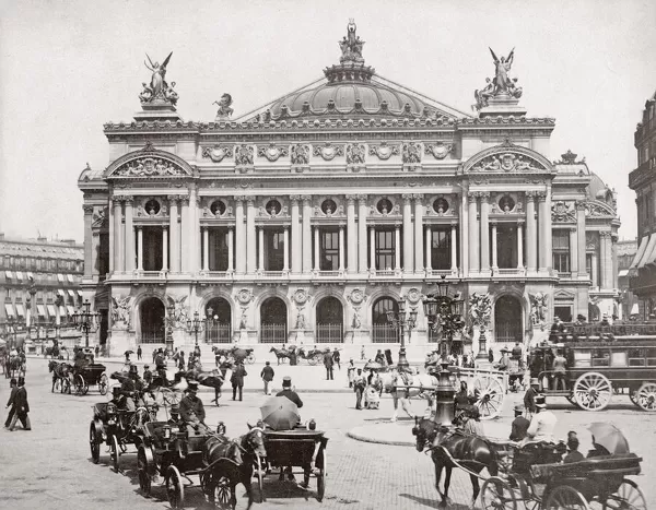 c. 1890s France Paris Operas Garnier and horse traffic