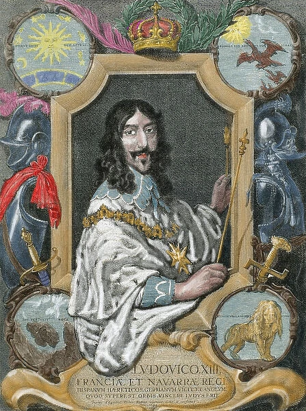 Portrait of Louis XIII (1601 - 1643), King of France engraving of 1830