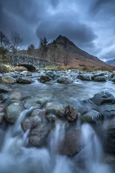 Overbeck Bridge and Yewbarrow, Wasdale, Lake District National Park, Cumbria, England, UK