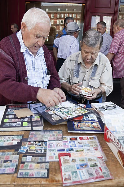 Spain Madrid Stamp collectors in the Plaza Mayor