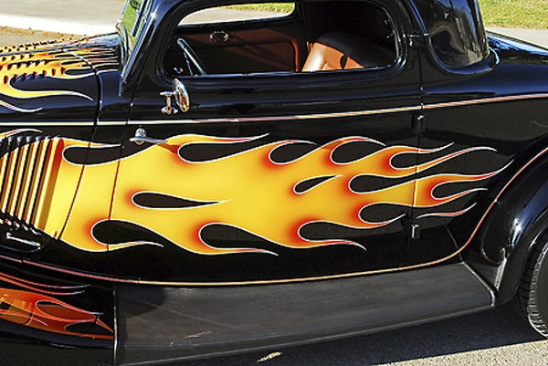 Ford 3-Window Coupe (Hotrod) 1934 Black & flames available as Framed ...