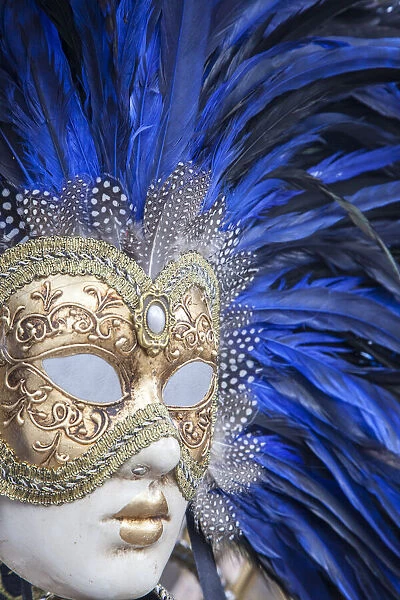 Blue and Gold Face venetian mask for sale