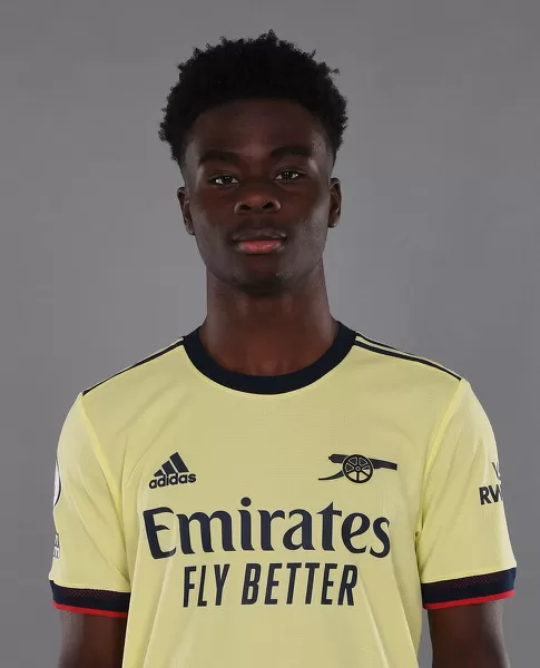 Arsenals Bukayo Saka at 2021-22 First Team Photocall