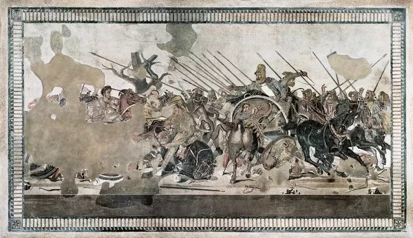 Italy, Pompei, mosaic depicting the Battle of Issus