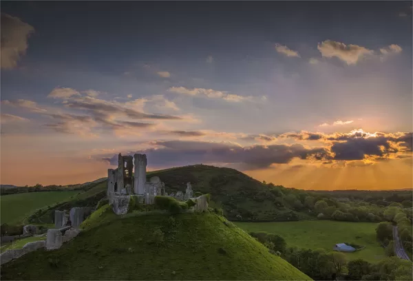 Evening light at Corfe Castle