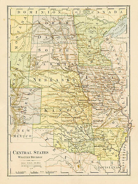 Map of Central States 1875 Our beautiful Wall Art and Photo Gifts ...