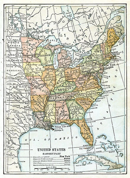 USA eastern states map 1898. Available as Photo Prints, Wall Art and ...