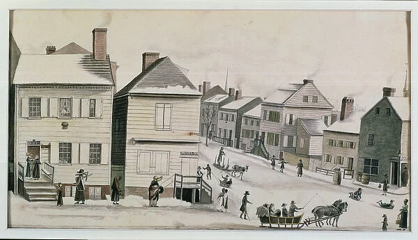 The Corner of Warren and Greenwich Street, 1809 (w  /  c on paper)