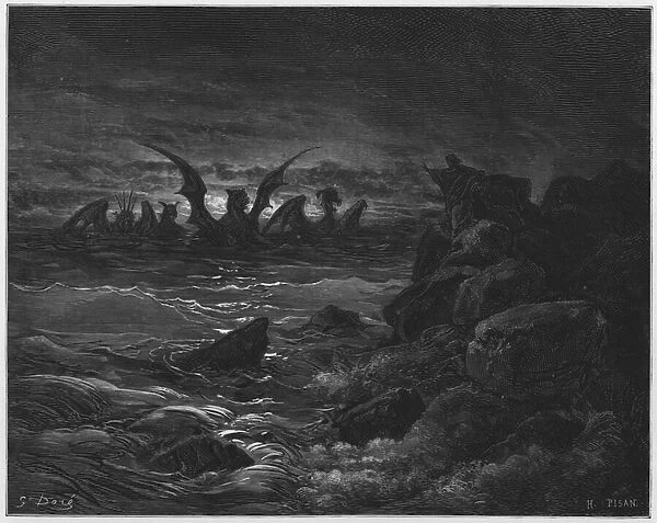 Gustave Dore Bible: The vision of the four beasts available as Framed ...