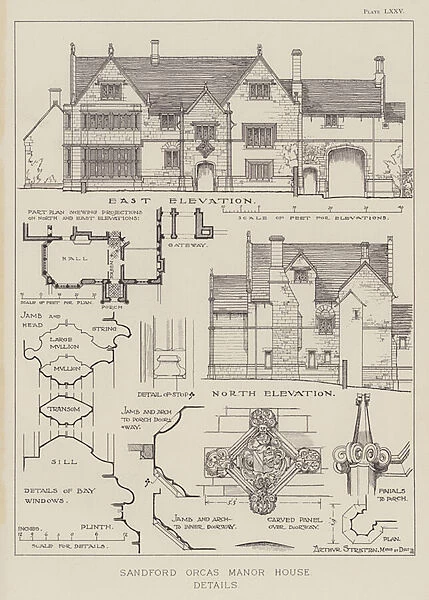 Sandford Orcas Manor House, Details (litho)