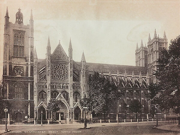 View of the north facade of Westminster Abbey in London