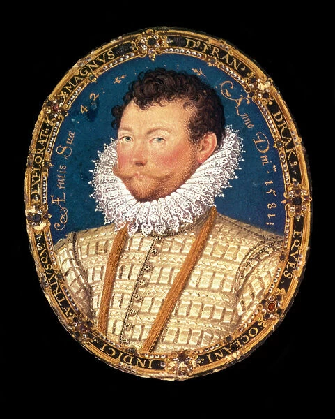 Prints of Portrait of Sir Francis Drake 1581. Artist Hilliard Nicholas c. 1547 1619