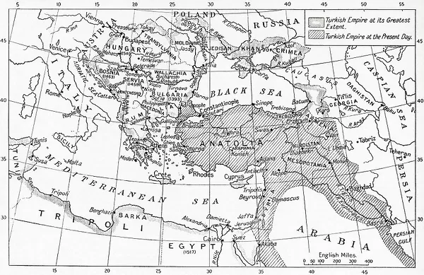 Map Turkey Turkish Outbreak WWI World War One available as Framed ...