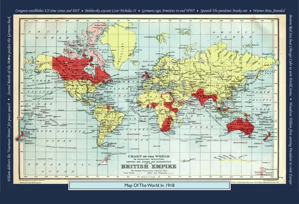 Historical World Events map 1918 US version Our beautiful Wall Art and ...