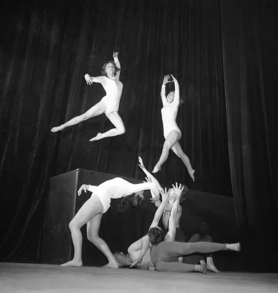 A tangle of bodies during the ballet sequence from the play Uranium 235 representing