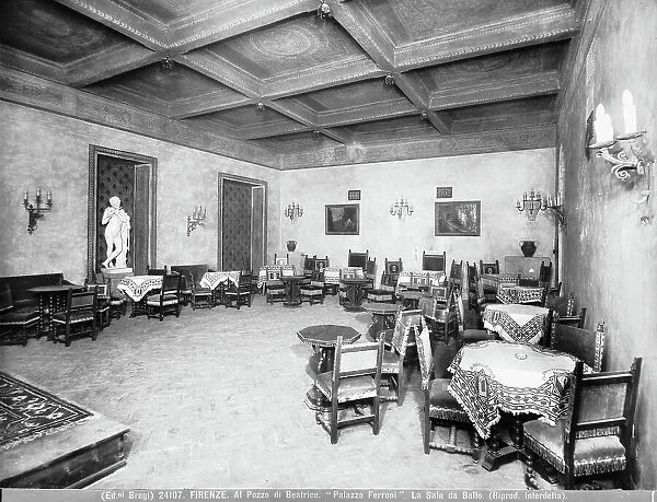 Prints of The ballroom of the restaurant At the well of Beatrice inside the palace Spini Ferroni Florence