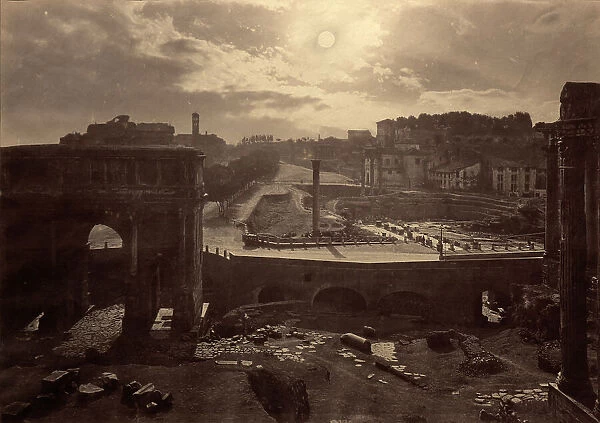 View of the Roman Forum (Imperial Forums) 'in moonlight', Rome