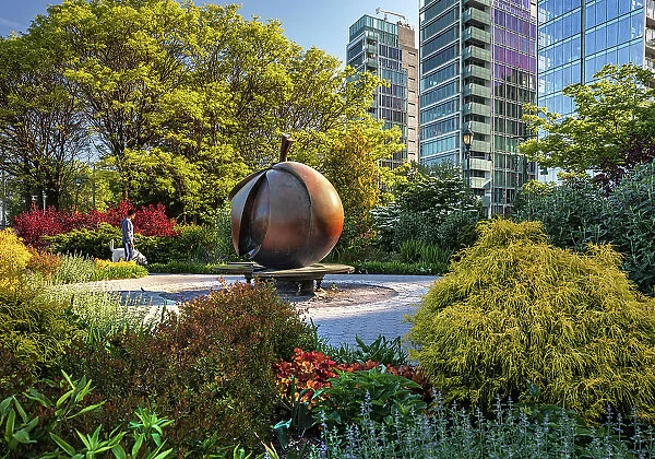 New York City, Manhattan, Pier 46, Hudson River Park's Apple Garden, located at Charles St. in the Village, is the home of The Apple (2004). Designed by Stephan Weiss