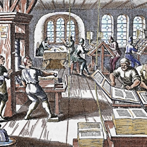 PRINTING PRESS, 1639. The first printing press brought to