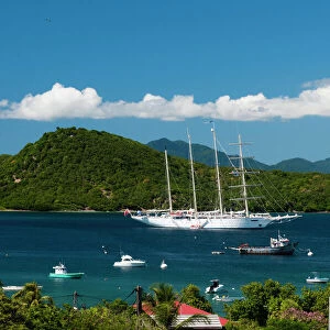 Star Clipper sailing cruse ship, Le Bourg, Iles des Saintes, Terre de Haut, Guadeloupe, West Indies, French Caribbean, France, Central America