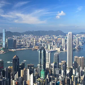 Skyline of Hong Kong Island and Kowloon from Victoria Peak, Hong Kong Island, Hong Kong