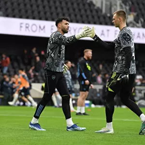 Arsenal Goalkeepers David Raya and Karl Hein Before Fulham Match, Premier League 2023