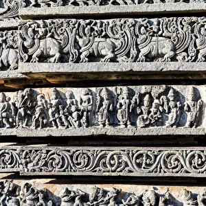 Carvings at the Hoysaleswara Temple at Halebid in Karnataka, India