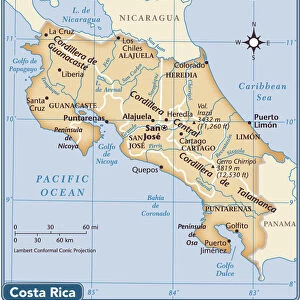 Costa Rica Premium Framed Print Collection: Maps