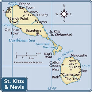 Saint Kitts and Nevis Premium Framed Print Collection: Maps