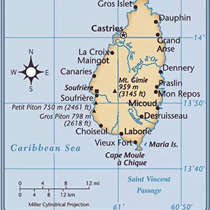 Saint Lucia Premium Framed Print Collection: Maps